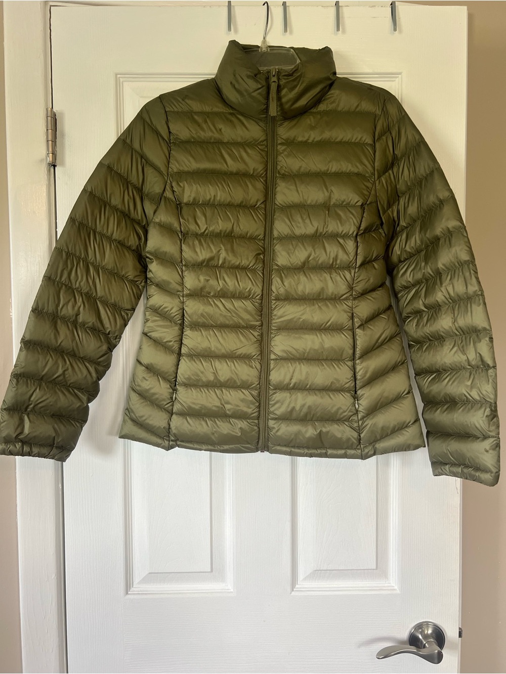 attention Olive Lightweight Packable Puffer Jacket
